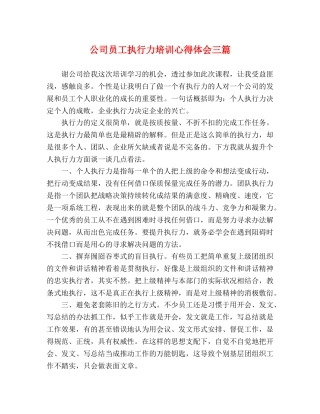 公司员工执行力培训心得体会三篇 