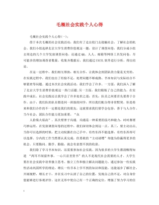 毛概社会实践个人心得 