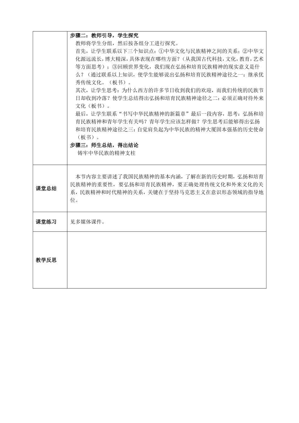 《综合探究：铸牢中华民族的精神支柱》教学设计_第2页