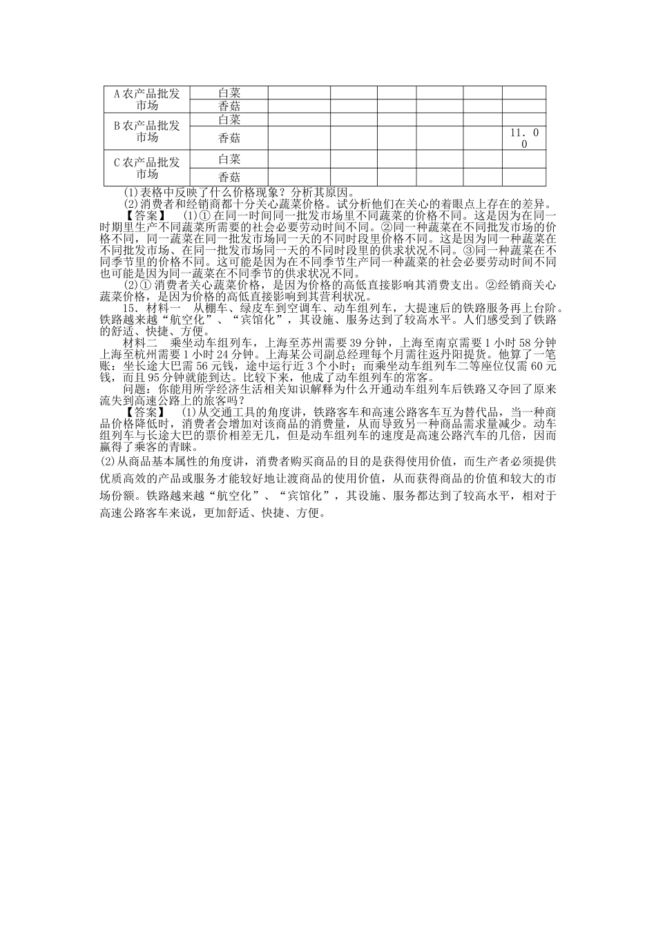 龙门亮剑高三政治一轮 第2课 多变的价格 实战课堂演练 新人教版必修1 _第3页