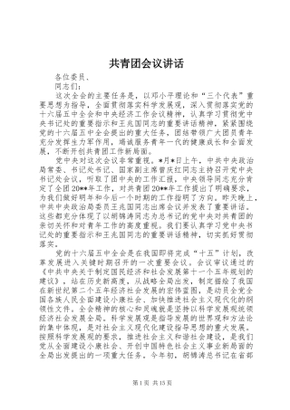 共青团会议讲话发言