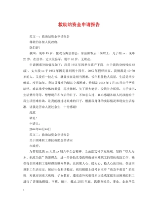救助站资金申请报告 