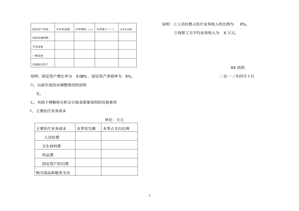 医院会计报表附注_第3页