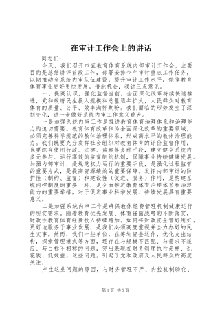 在审计工作会上的讲话发言