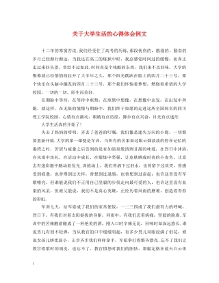 关于大学生活的心得体会例文 
