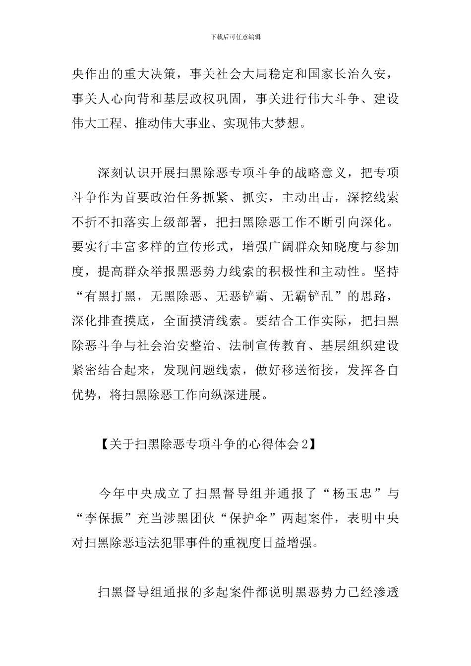 关于扫黑除恶专项斗争的心得体会合集_第2页