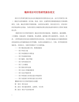 粮库项目可行性研究报告范文 