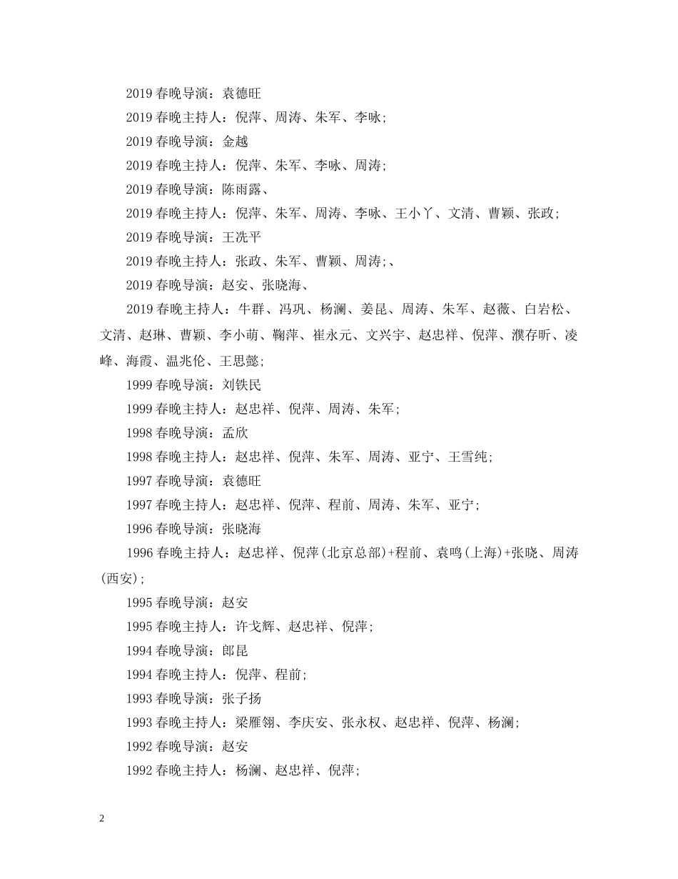 历年春节联欢晚会主持人大全 _第2页