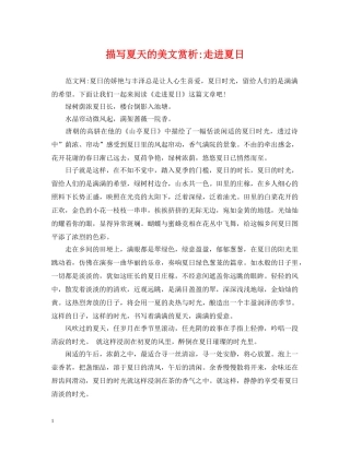 描写夏天的美文赏析-走进夏日 