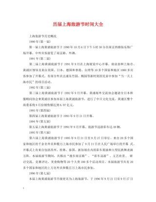 历届上海旅游节时间大全 