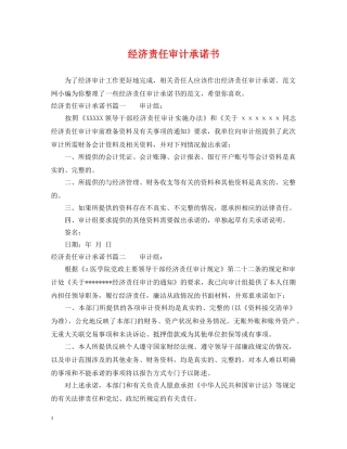 经济责任审计承诺书 