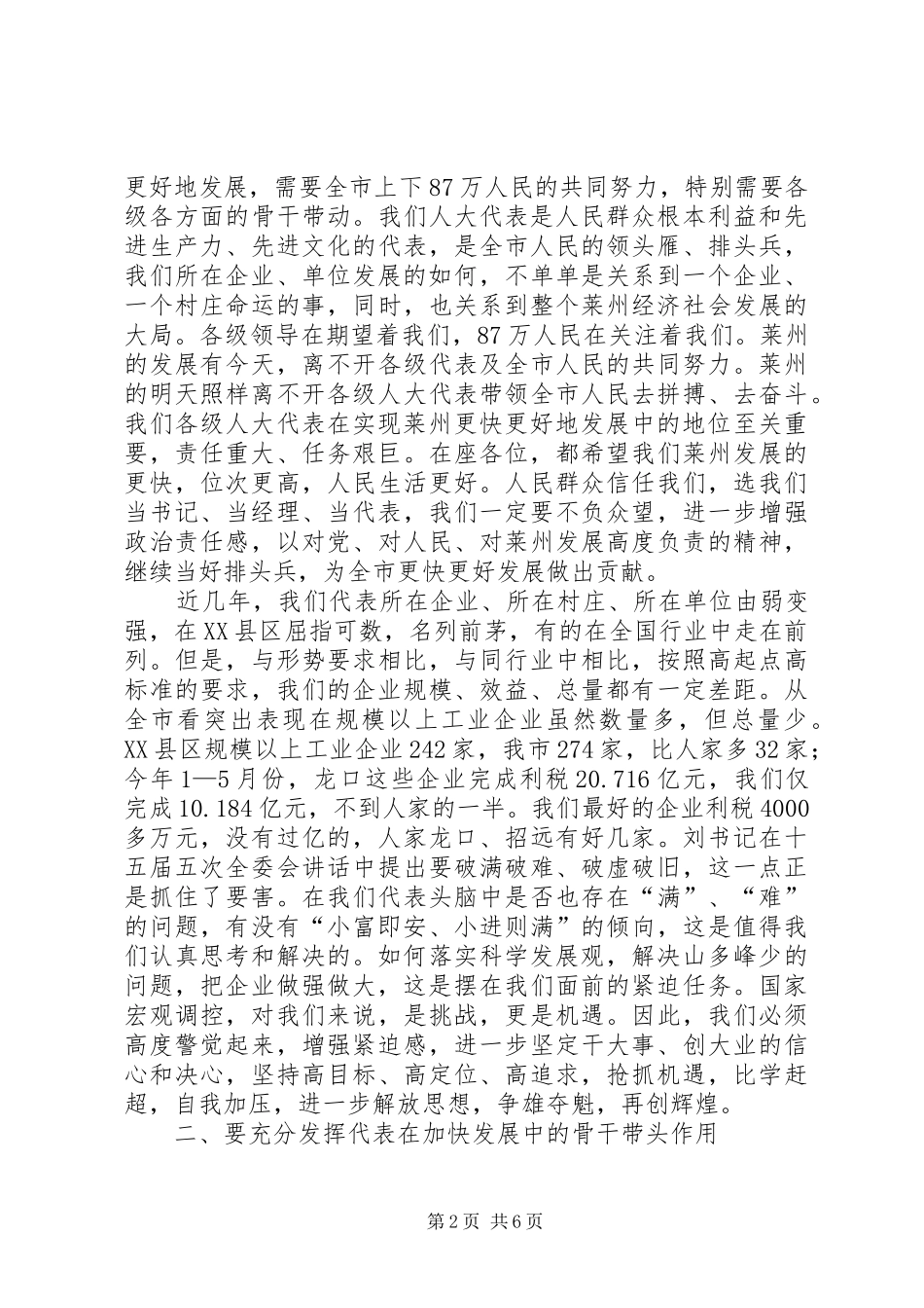 在人大代表座谈会上的讲话发言_第2页