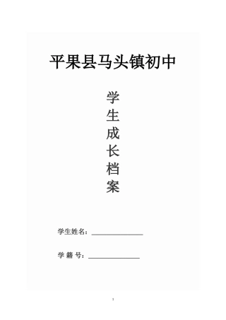 平果县马头镇初中学生成长档案