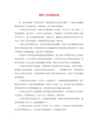 领导工作表现评语 