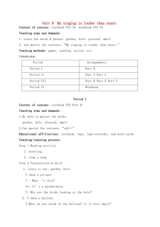 六级英语上册 Unit 8 My singing is louder than yours教案 湘少版