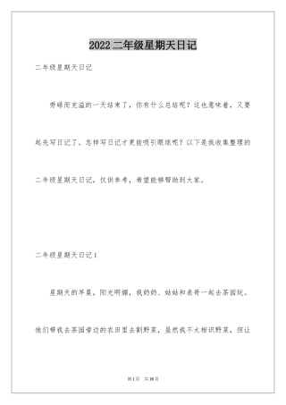 2024二年级星期天日记