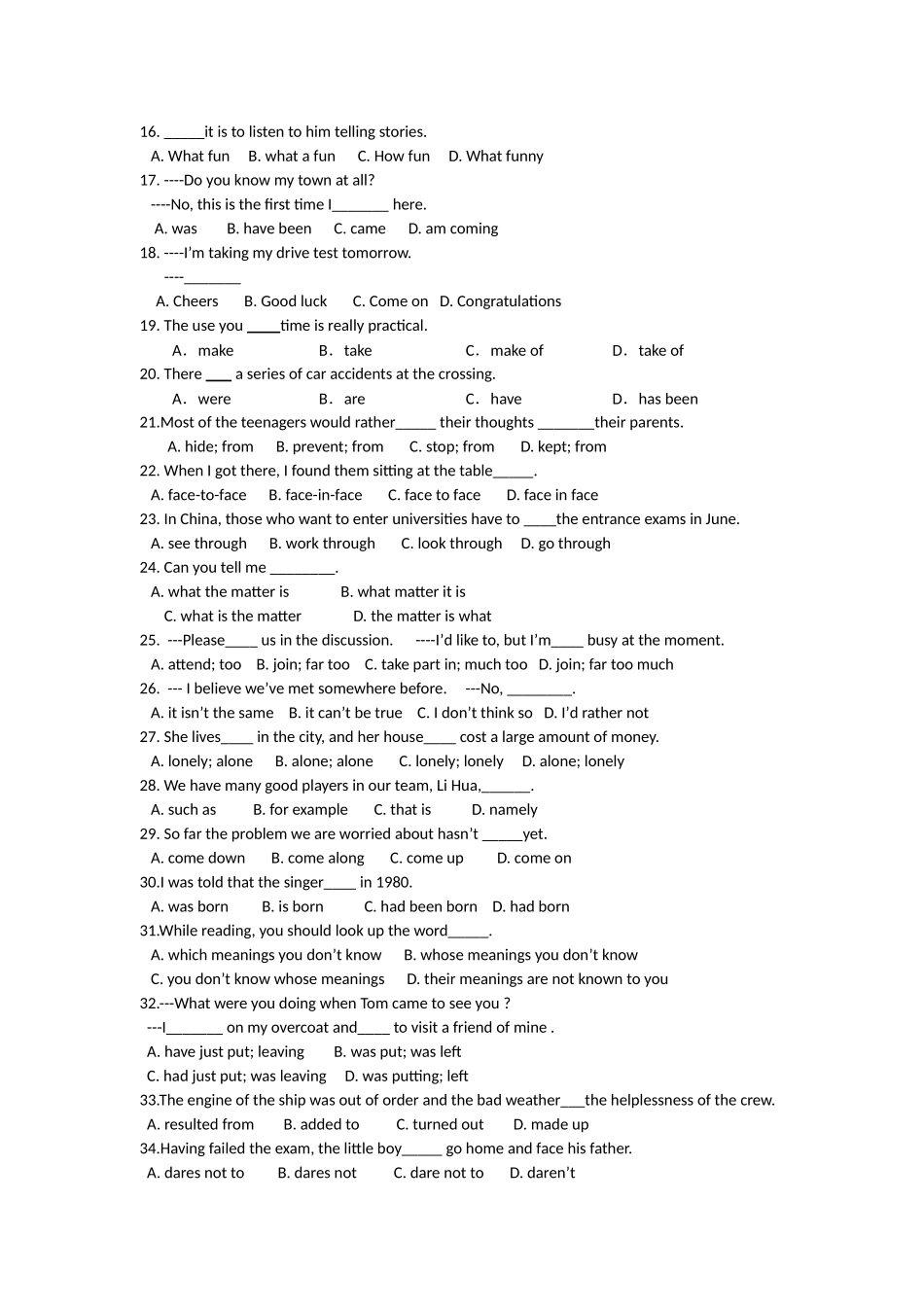 辽宁省大连市五校协作体20102011高一英语上学期期中考试 _第2页
