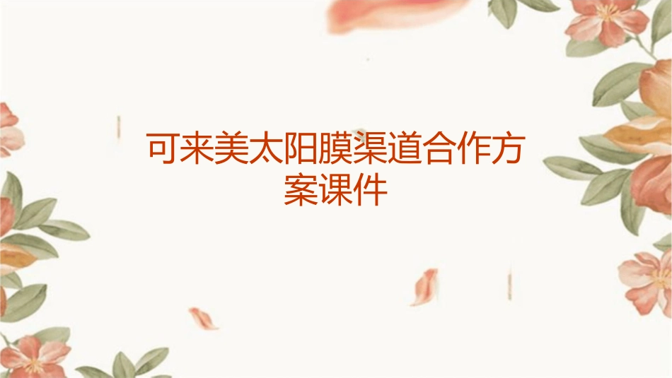可来美太阳膜渠道合作方案课件_第1页