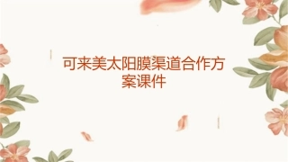可来美太阳膜渠道合作方案课件