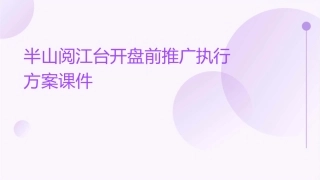 半山阅江台开盘前推广执行方案课件