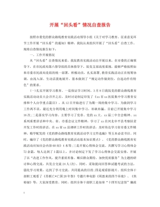 开展“回头看”情况自查报告 