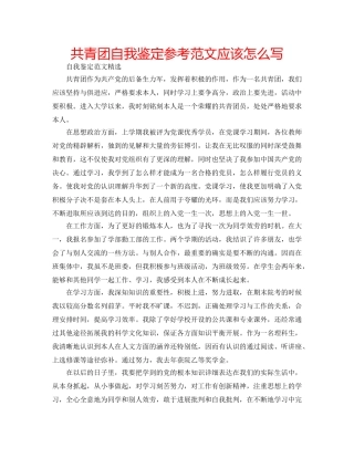 共青团自我鉴定参考范文应该怎么写 