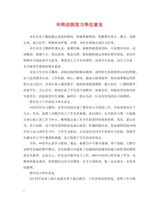 年终法院实习单位意见 