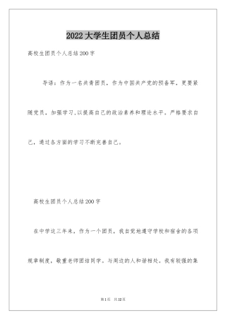 2024大学生团员个人总结