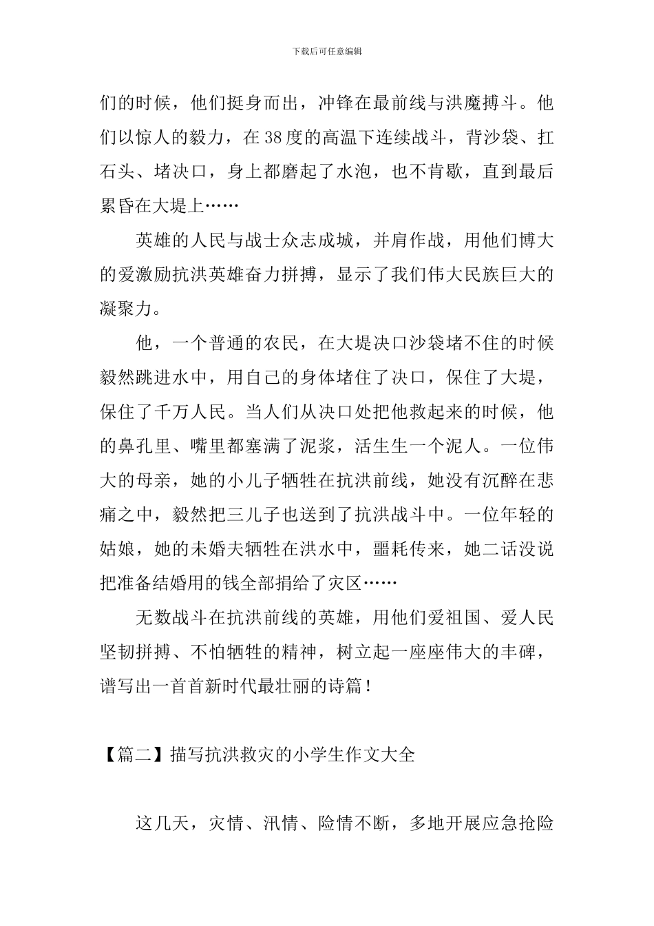 描写抗洪救灾的小学生作文大全_第2页