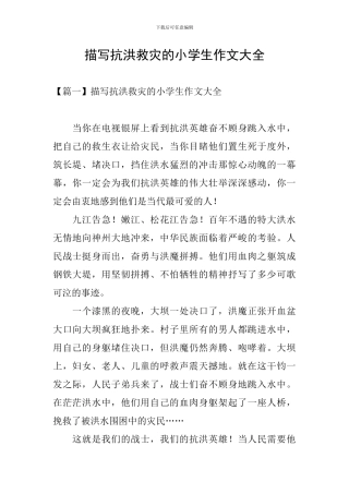 描写抗洪救灾的小学生作文大全