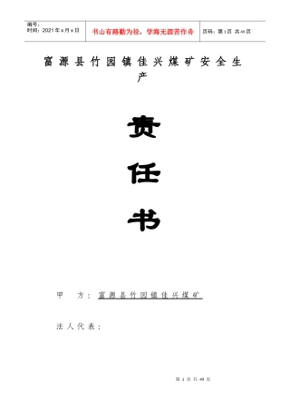 煤矿安全生产责任书XXXX715