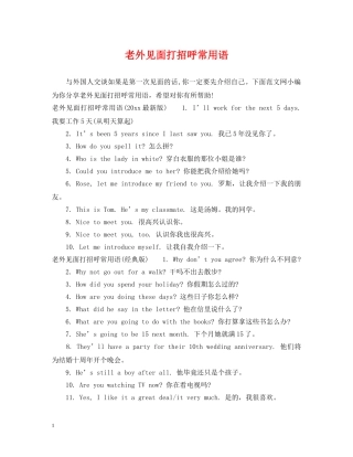 老外见面打招呼常用语 