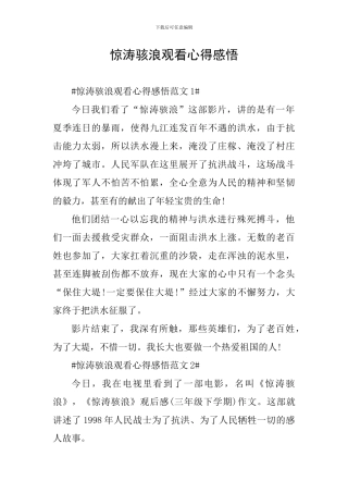 惊涛骇浪观看心得感悟