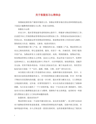 关于客服实习心得体会 