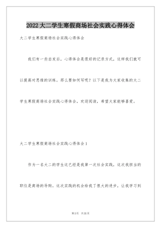 2024大二学生寒假商场社会实践心得体会