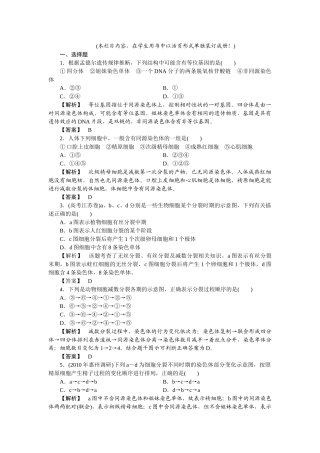 龙门亮剑高三生物一轮复习 第2章 第1节 减数分裂与受精作用课后活页作业 新人教版必修2 