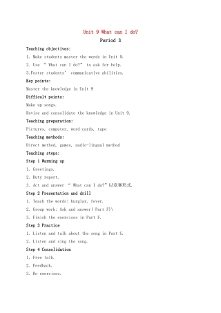 六级英语下册 Unit 9 What can I doperiod3教案 湘少版