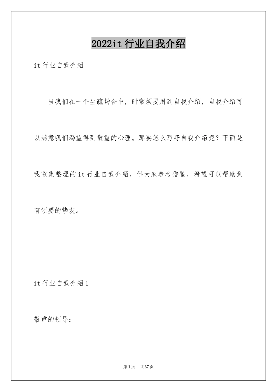 2024it行业自我介绍_第1页