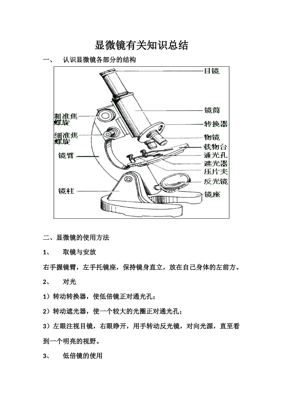 显微镜有关知识总结_第1页