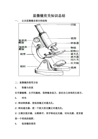 显微镜有关知识总结
