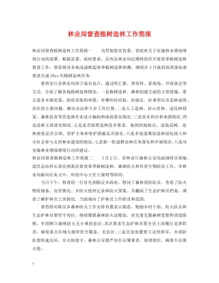 林业局督查植树造林工作简报 