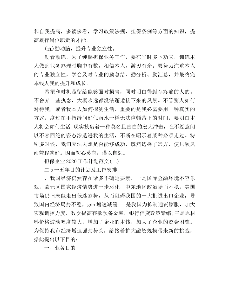 担保企业工作参考计划 _第2页