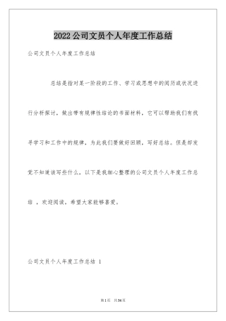 2024公司文员个人年度工作总结 