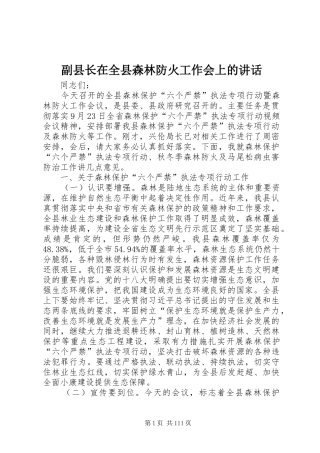 副县长在全县森林防火工作会上的讲话发言_1