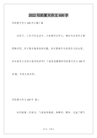 2024写的夏天作文400字_7