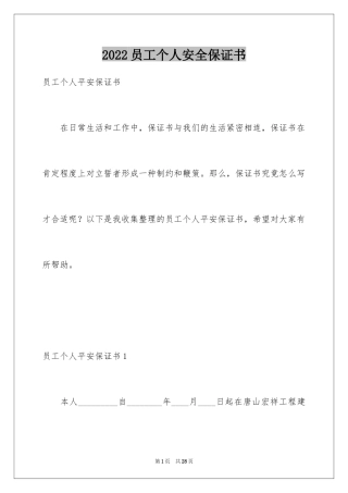 2024员工个人安全保证书_2