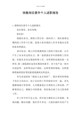 销售岗位晋升个人述职报告