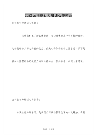 2024公司执行力培训心得体会