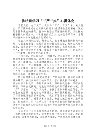 执法员学习“三严三实”体会心得
