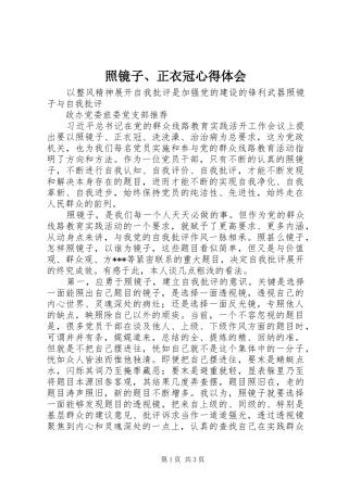 照镜子、正衣冠体会心得